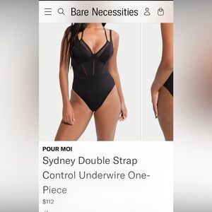 Pour Moi Black Double Strap One Piece Swimsuit